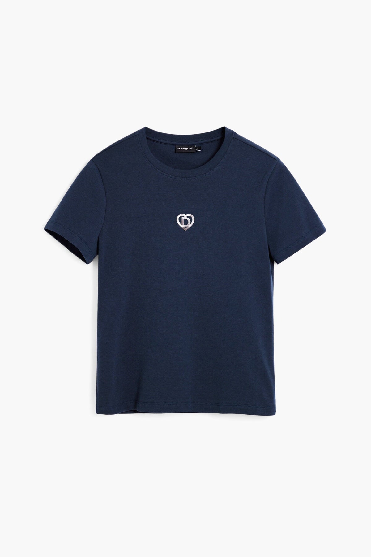 Desigual Blue knit T-shirt with round neck and short sleeves