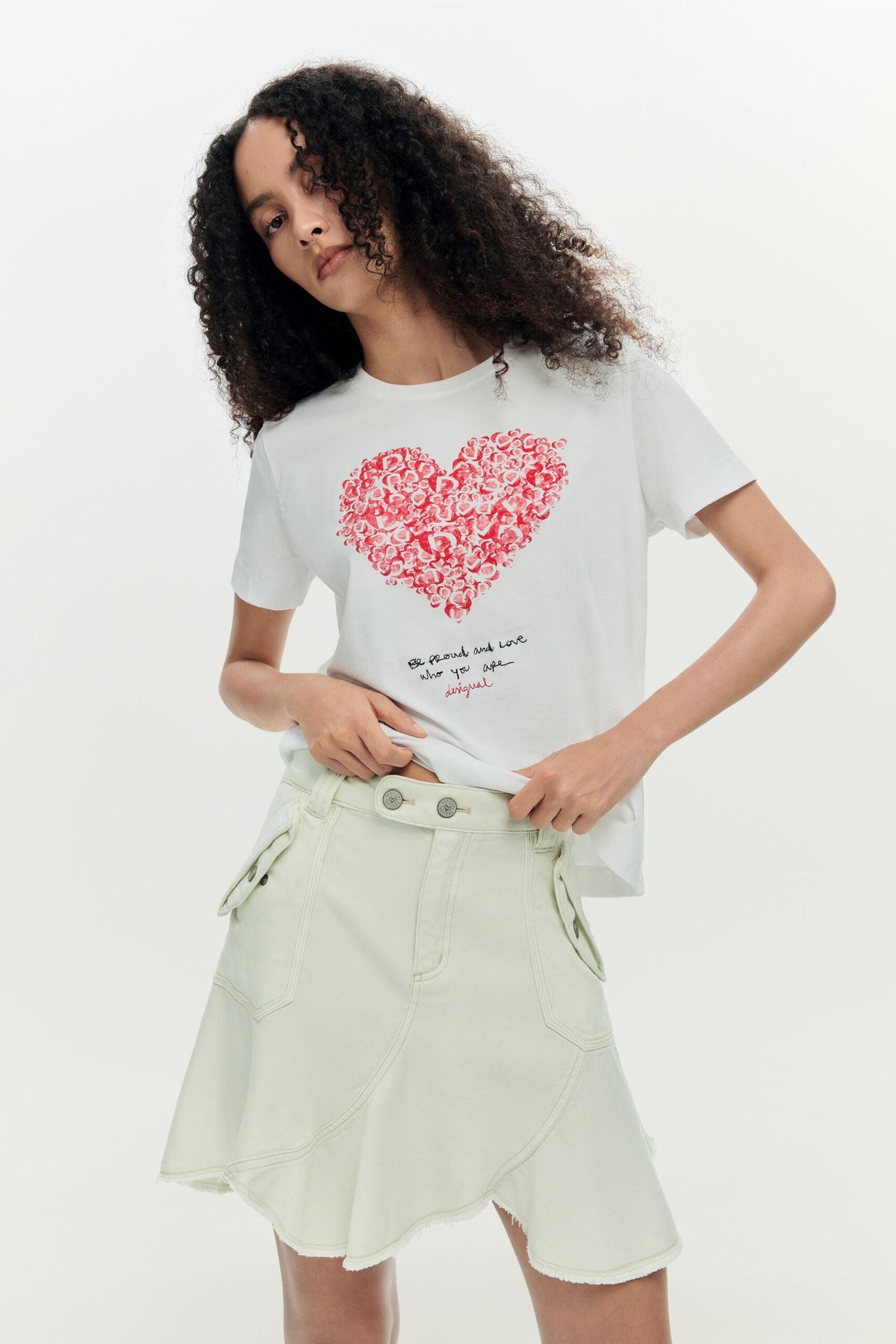 Desigual Solid T-shirt with a design made up of a set of Desigual