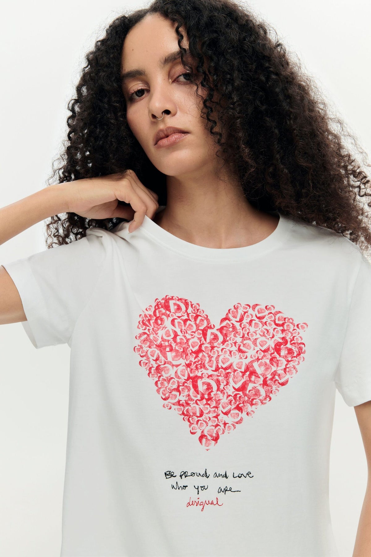 Desigual Solid T-shirt with a design made up of a set of Desigual
