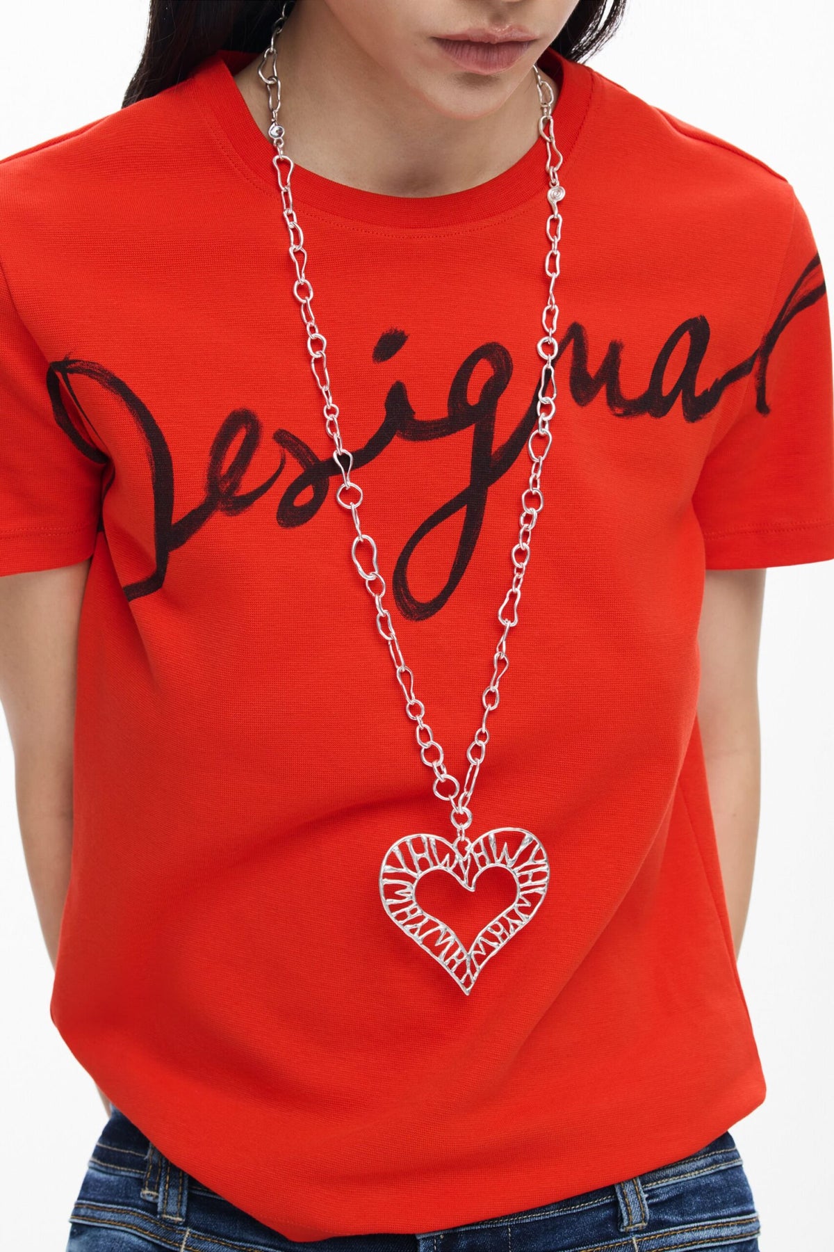 Desigual knit T-shirt with round neck and short sleeves Fabric with a blend of cotton