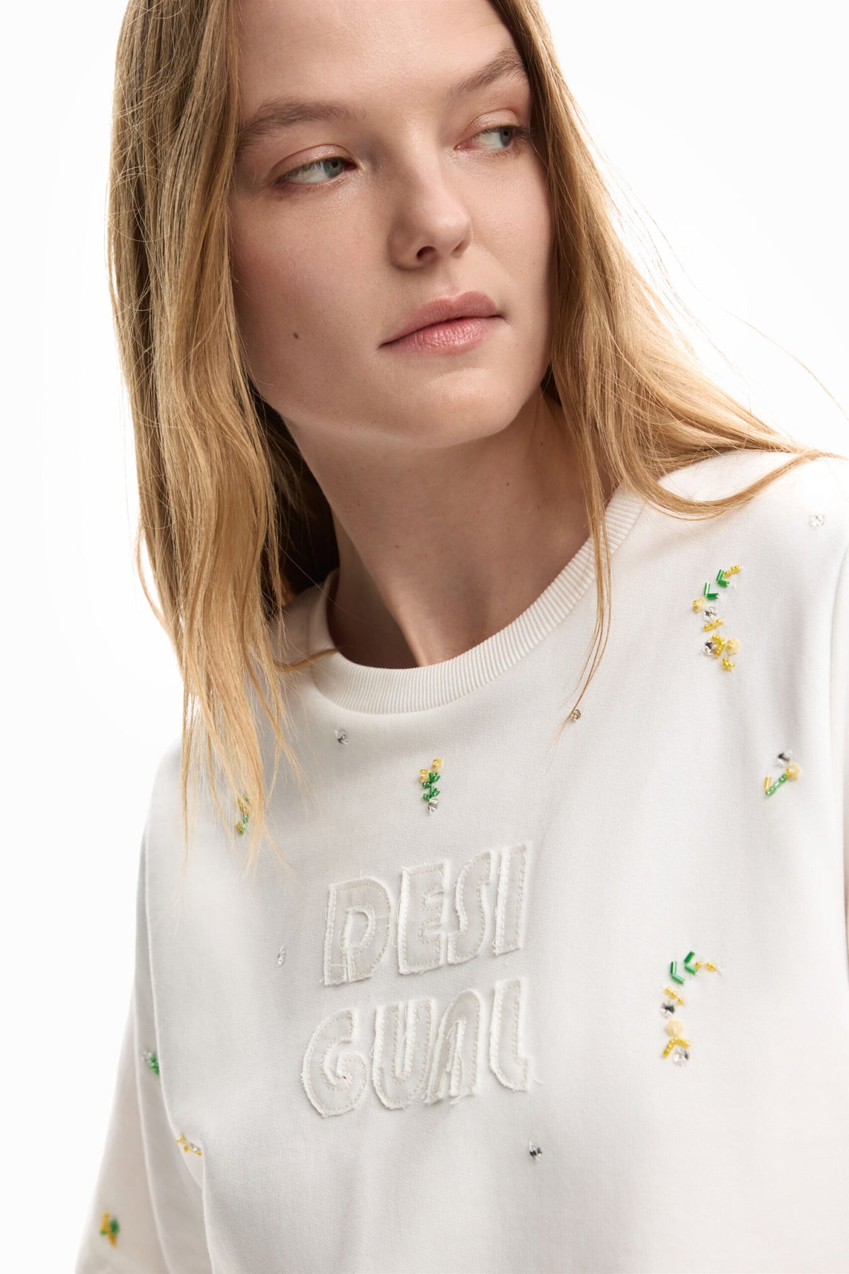 Desigual Regular-fit  Short-sleeved T-shirt with the word "Desigual" in relief in matching With cotton fabric