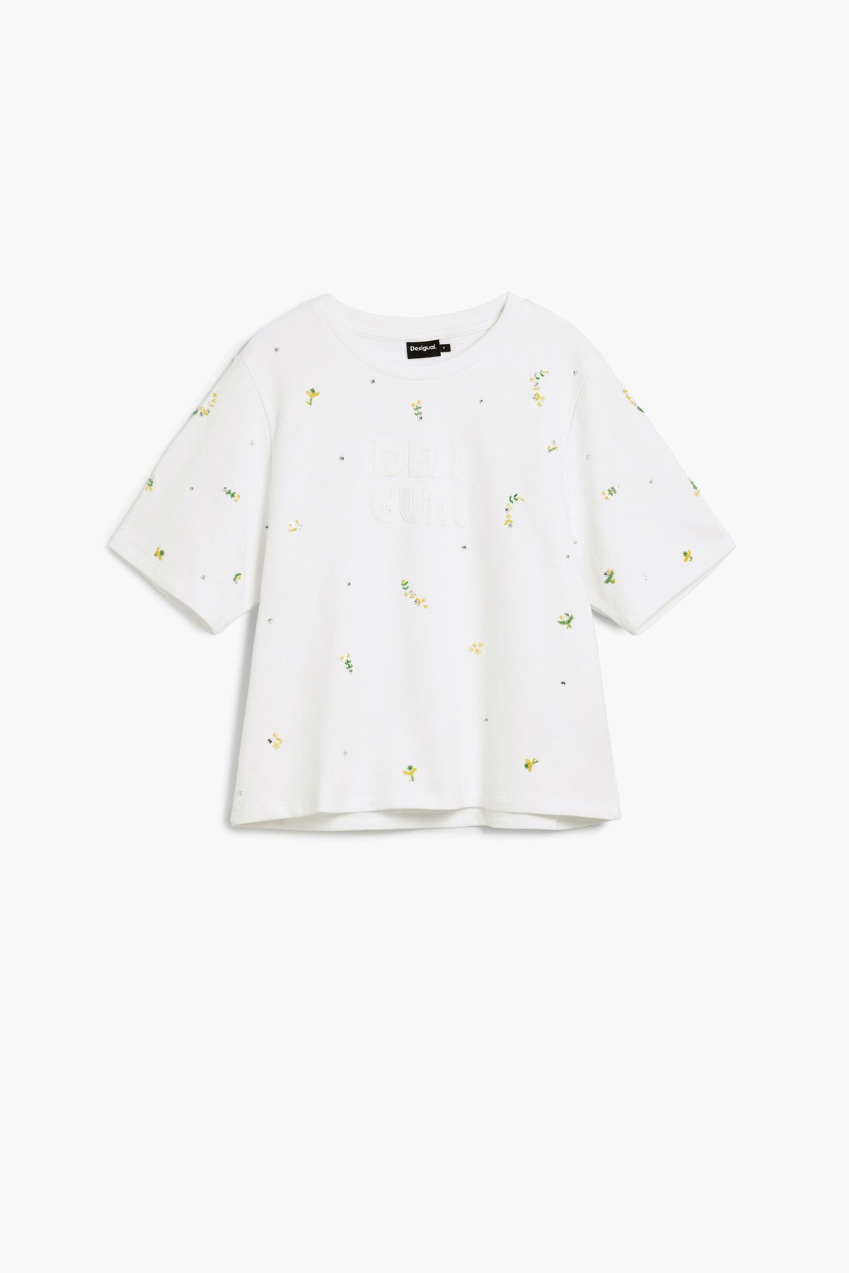 Desigual Regular-fit  Short-sleeved T-shirt with the word "Desigual" in relief in matching With cotton fabric