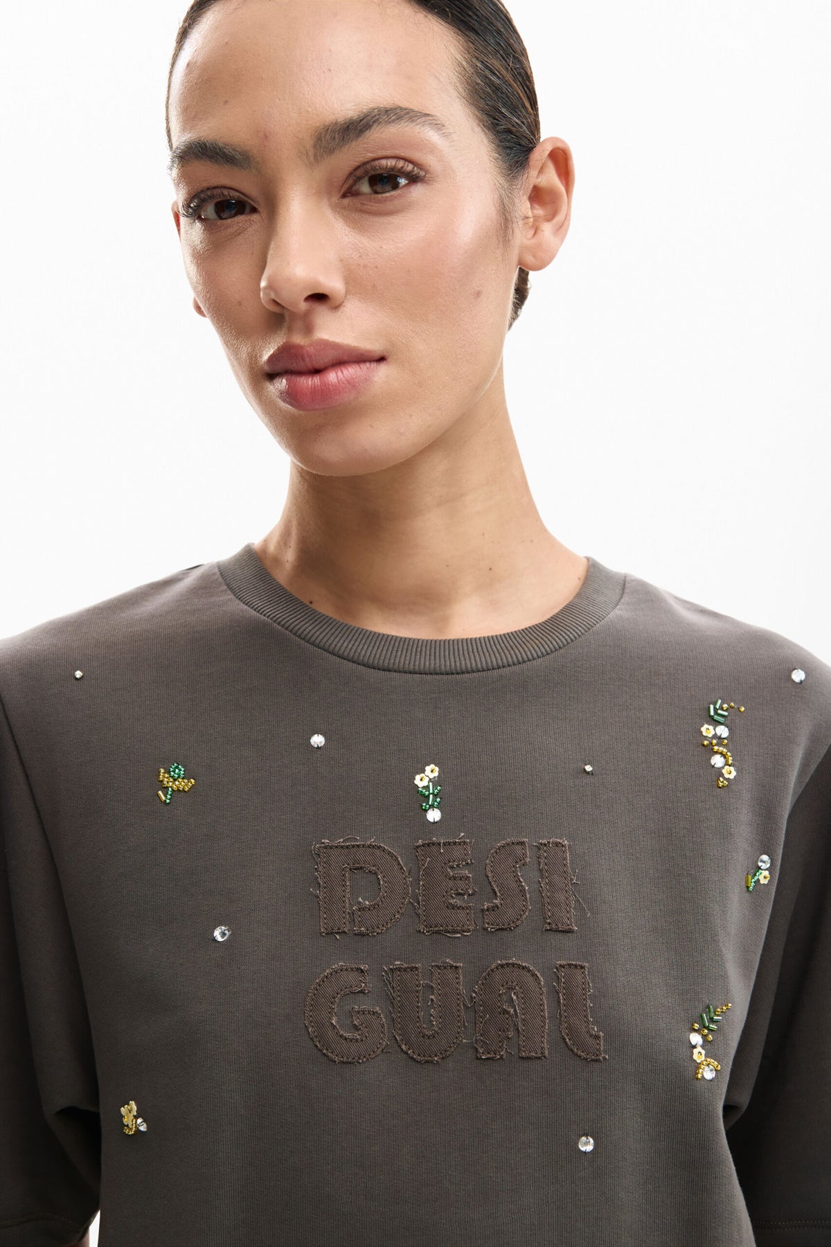 Desigual Regular-fit  Short-sleeved T-shirt with the word "Desigual" in relief in matching With cotton fabric