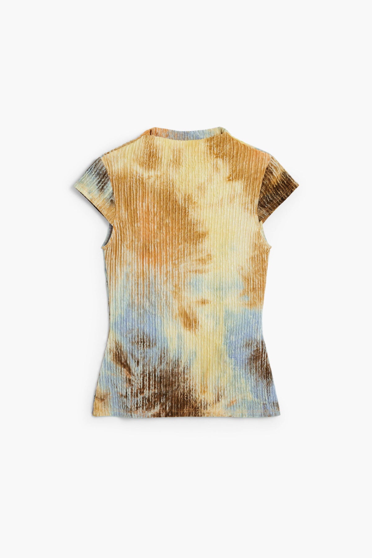 Desigual Fitted short-sleeved T-shirt made of textured fabric with an abstract print.