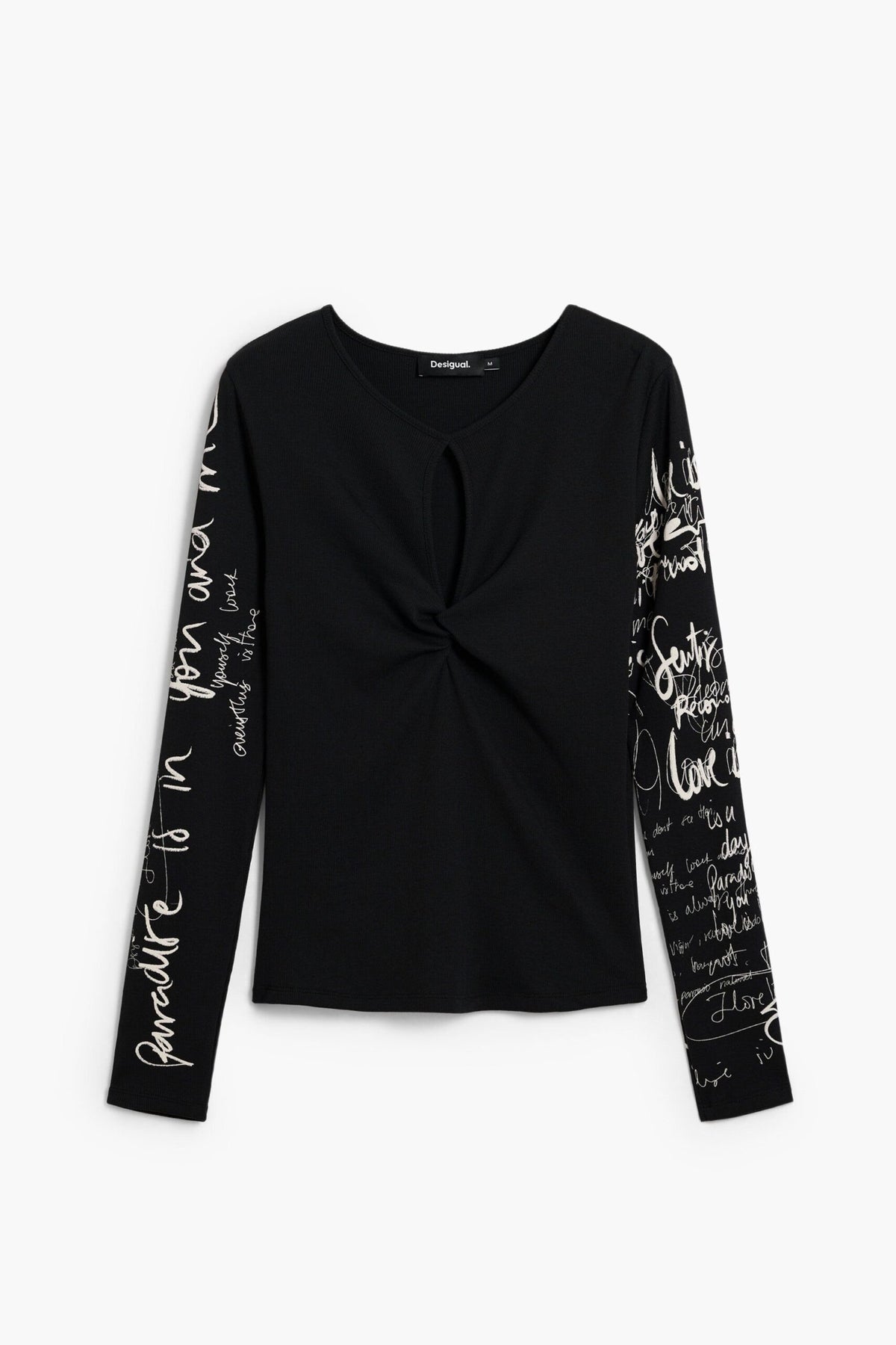 Desigual Long-sleeved T-shirt with a ruched front opening detail at the chest