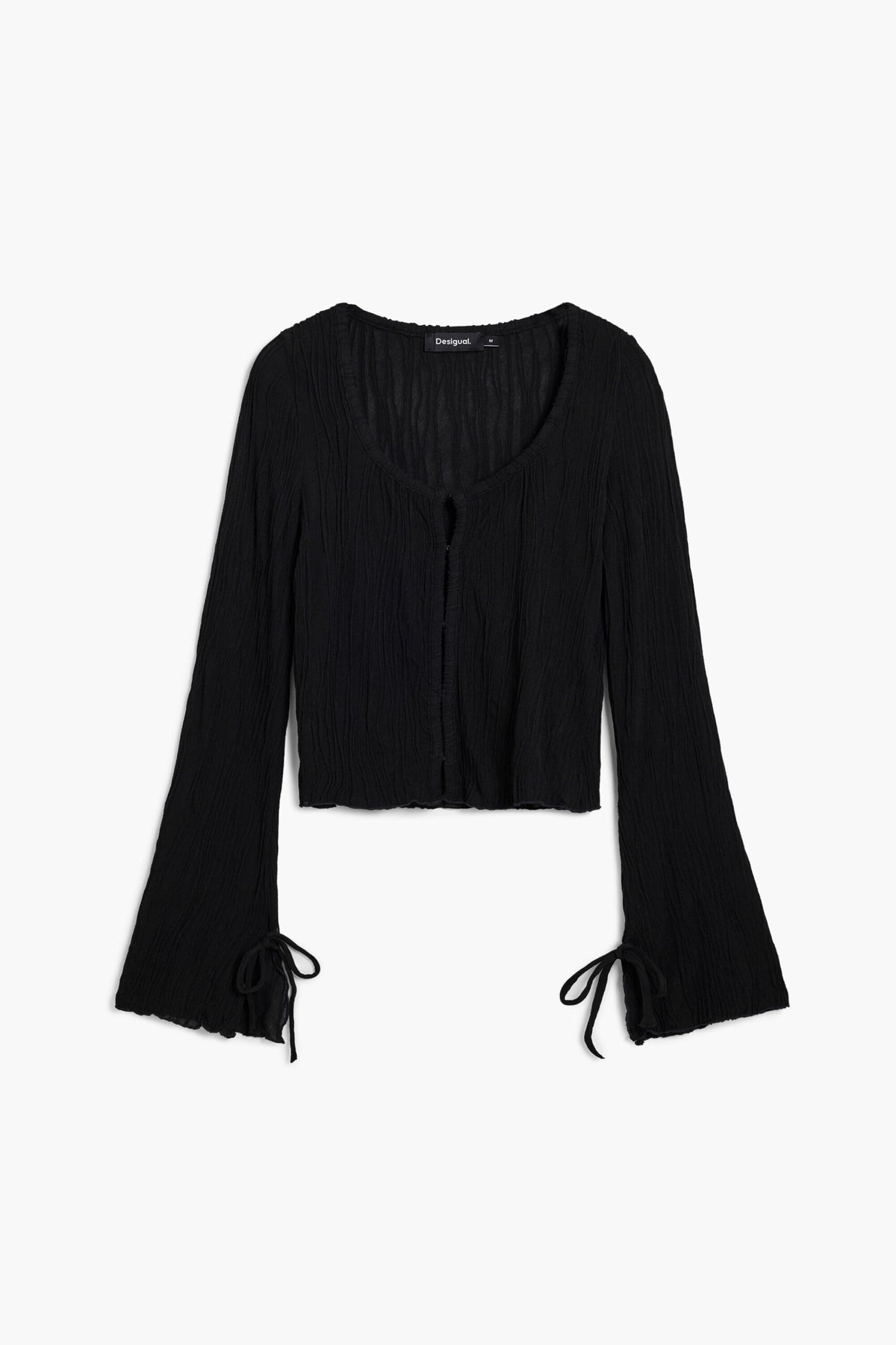 Desigual Long-sleeved T-shirt with snap-button fastening on the front V-neckline