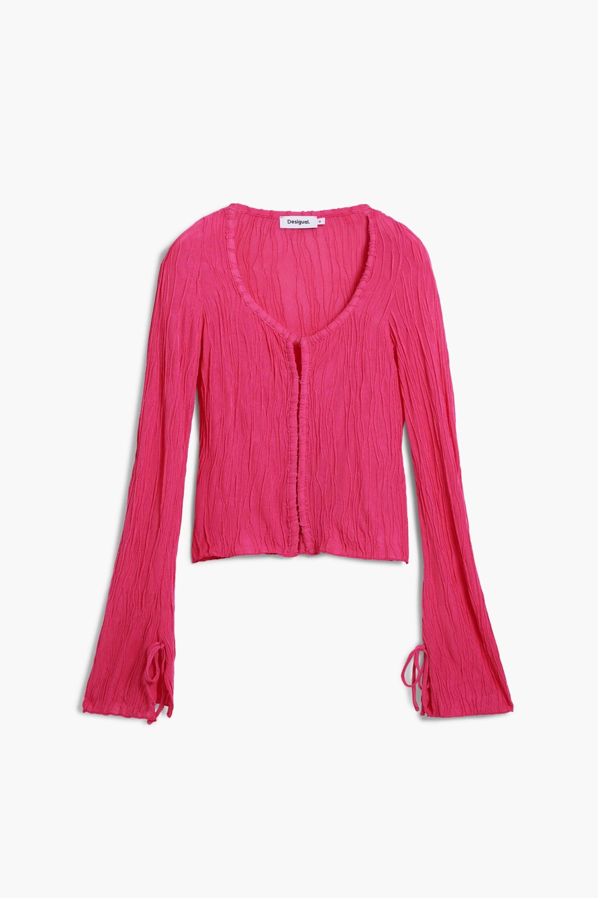 Desigual Long-sleeved T-shirt with snap-button fastening on the front V-neckline