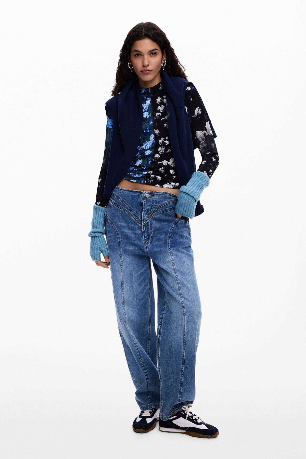 Desigual Long-sleeved T-shirt with turtleneck and decorative seam