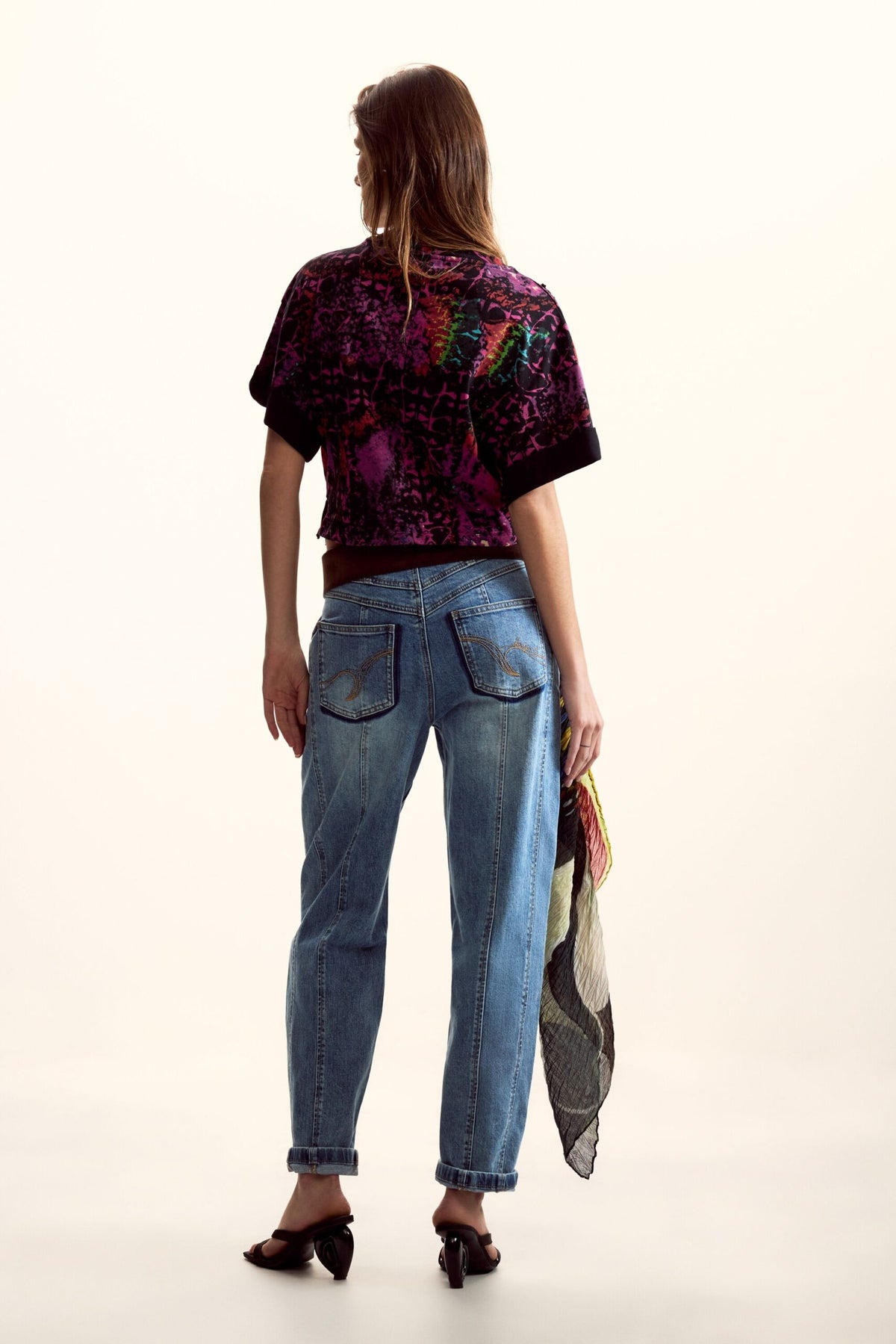Desigual Short-sleeved T-shirt with side ties print designed