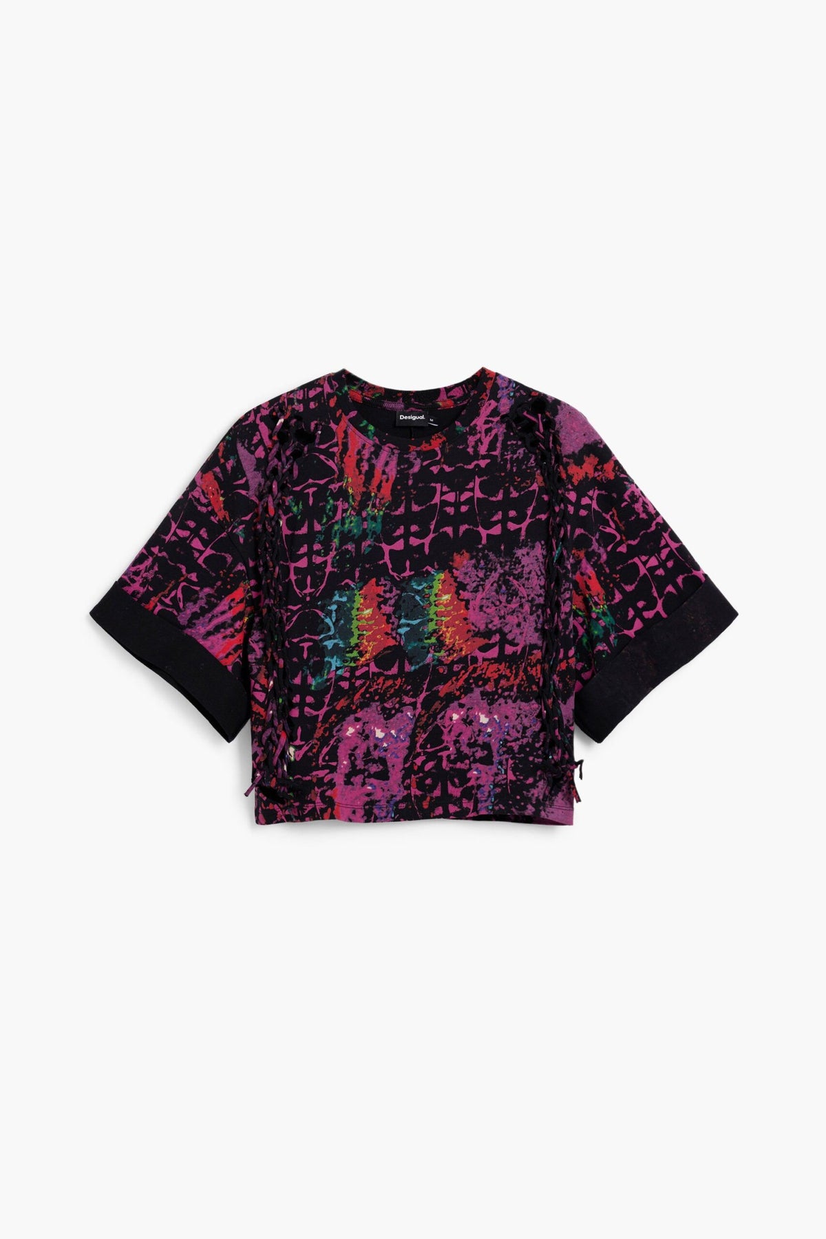 Desigual Short-sleeved T-shirt with side ties print designed