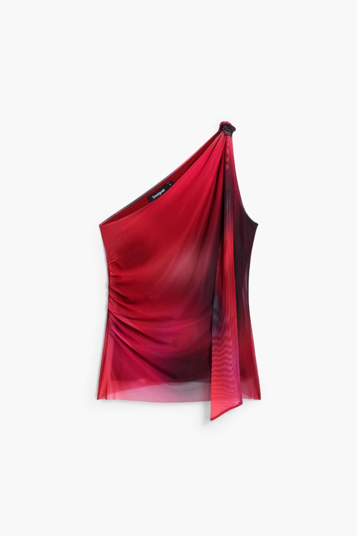 Desigual Tulle sleeveless Blouses with front draping, asymmetric neckline with knot