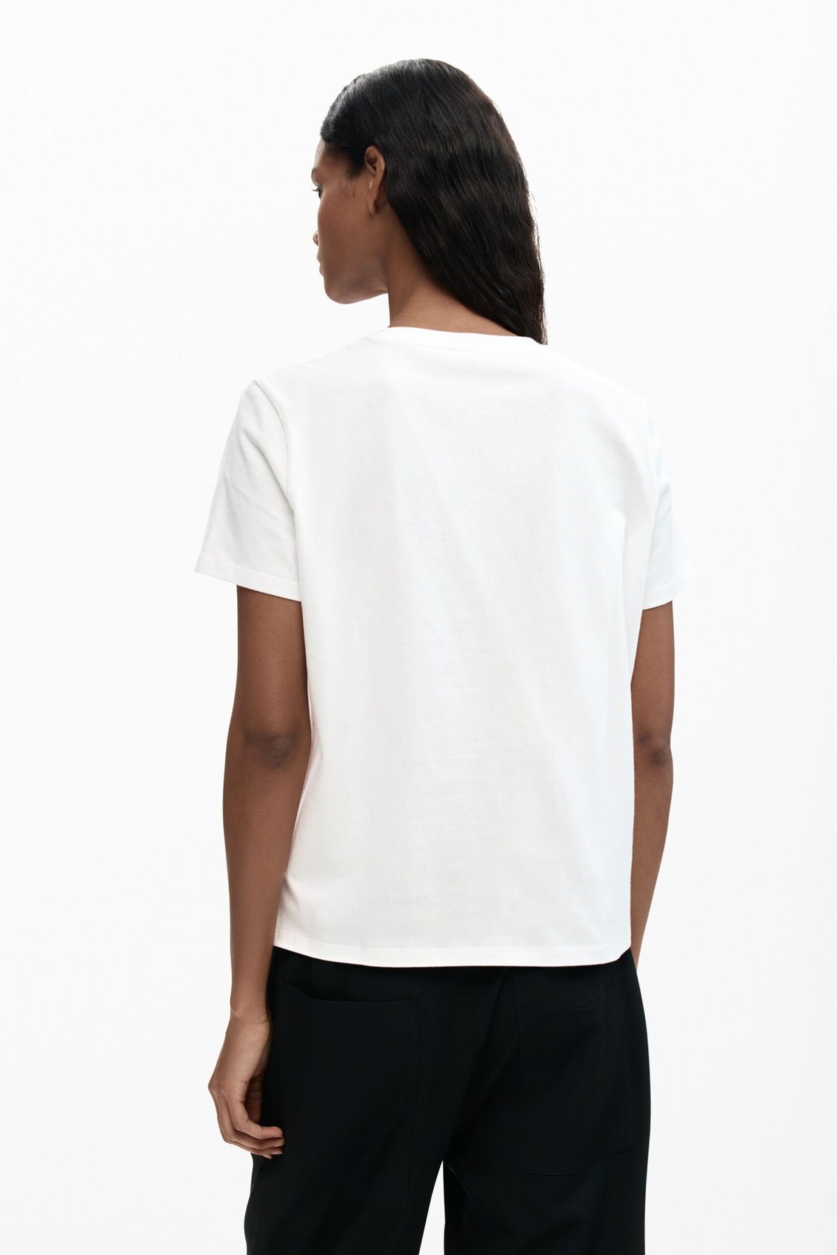 Desigual Short-sleeved regular-fit T-shirt with plain background and contrasting