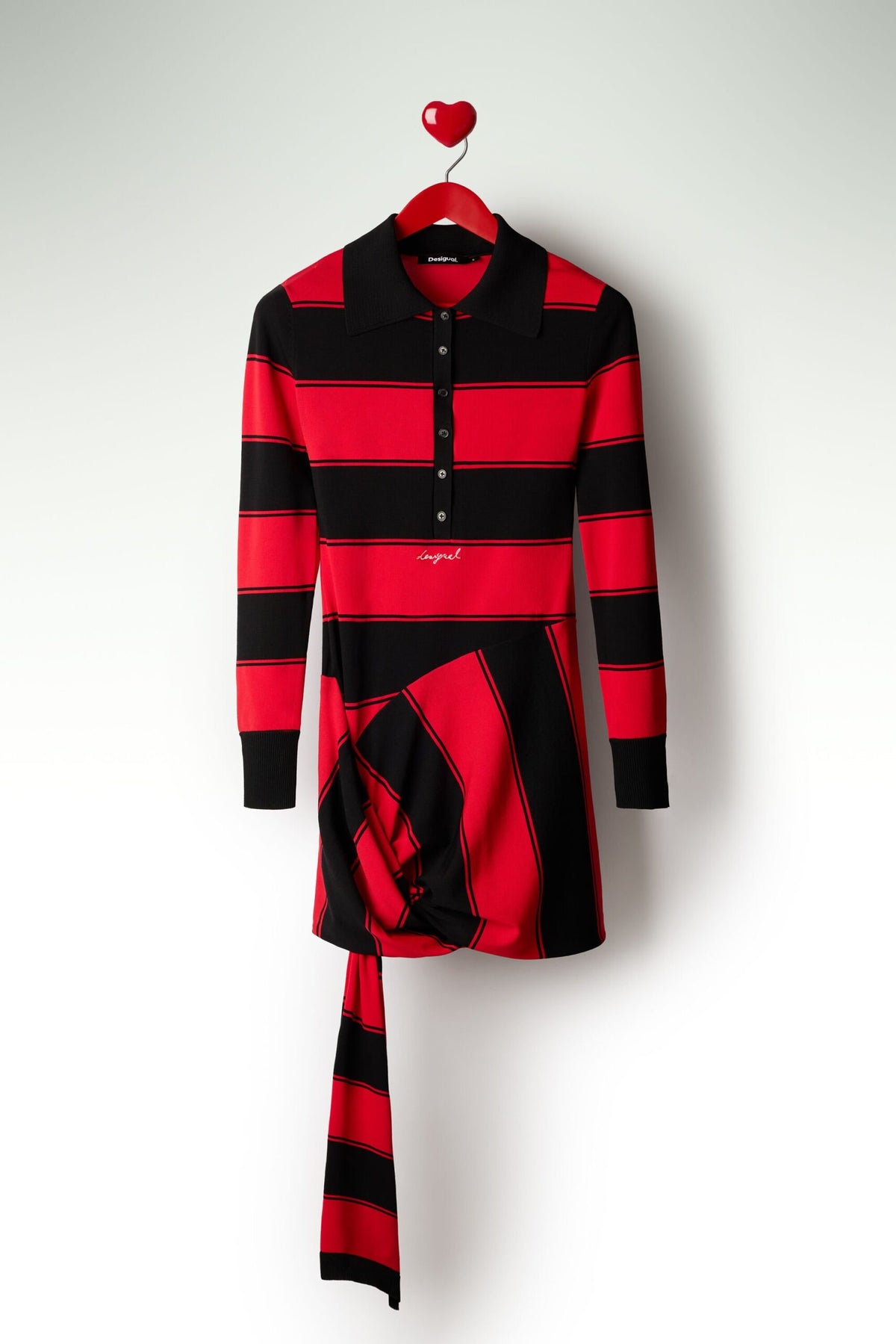 Desigual Short knit dress with long sleeves and decorative side applique