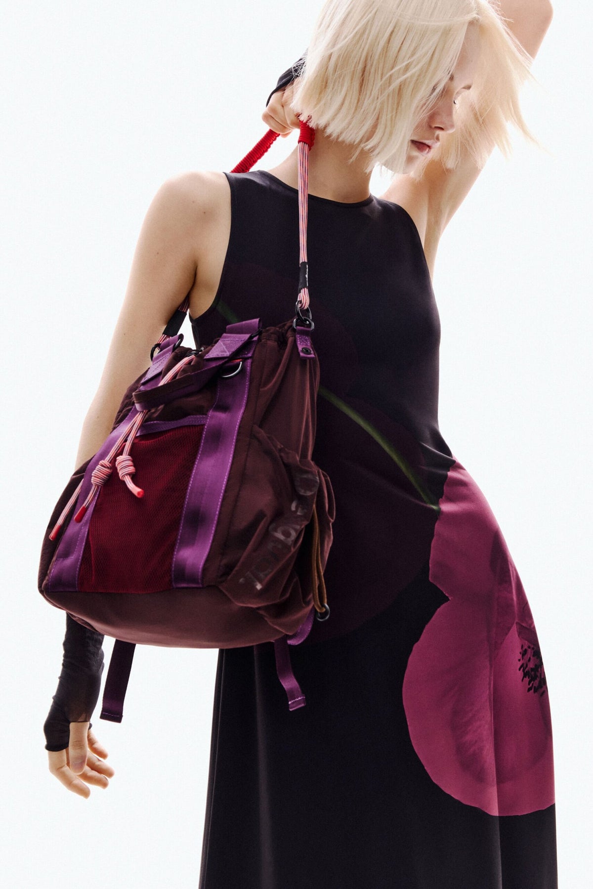 Desigual Sleeveless fluid dress with asymmetrical cut and large flower print