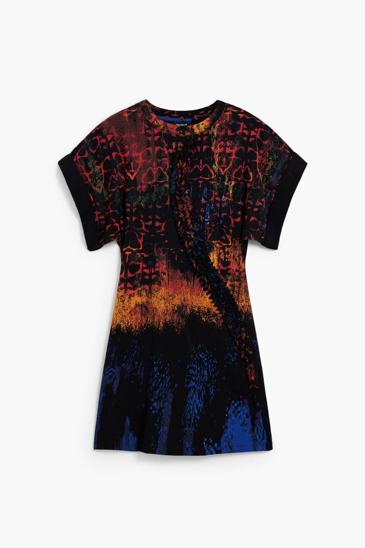 Desigual Short dress with wide sleeves and ethnic-inspired print designed by Mr. Christian Lacroix.