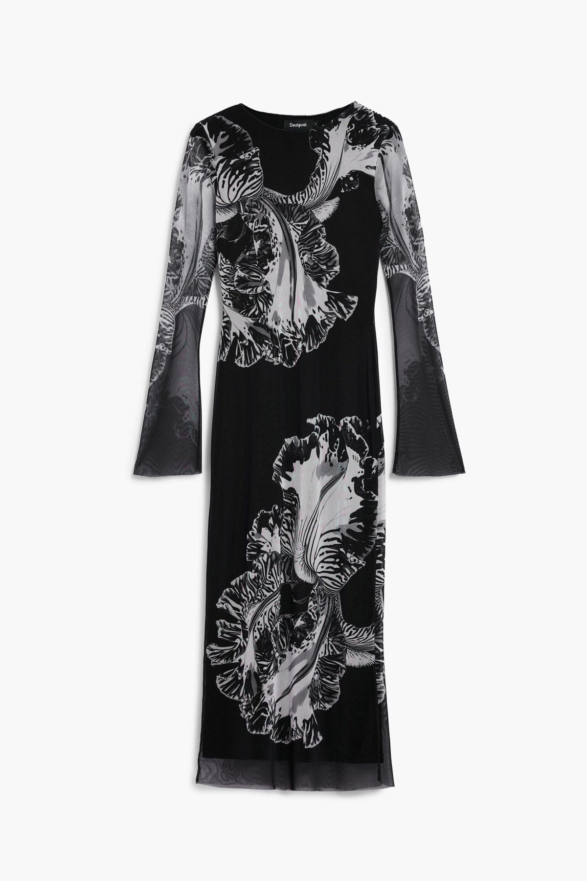 Desigual Long fitted dress made of tulle fabric with inner lining and abstract print designed by M. Christian Lacroix.