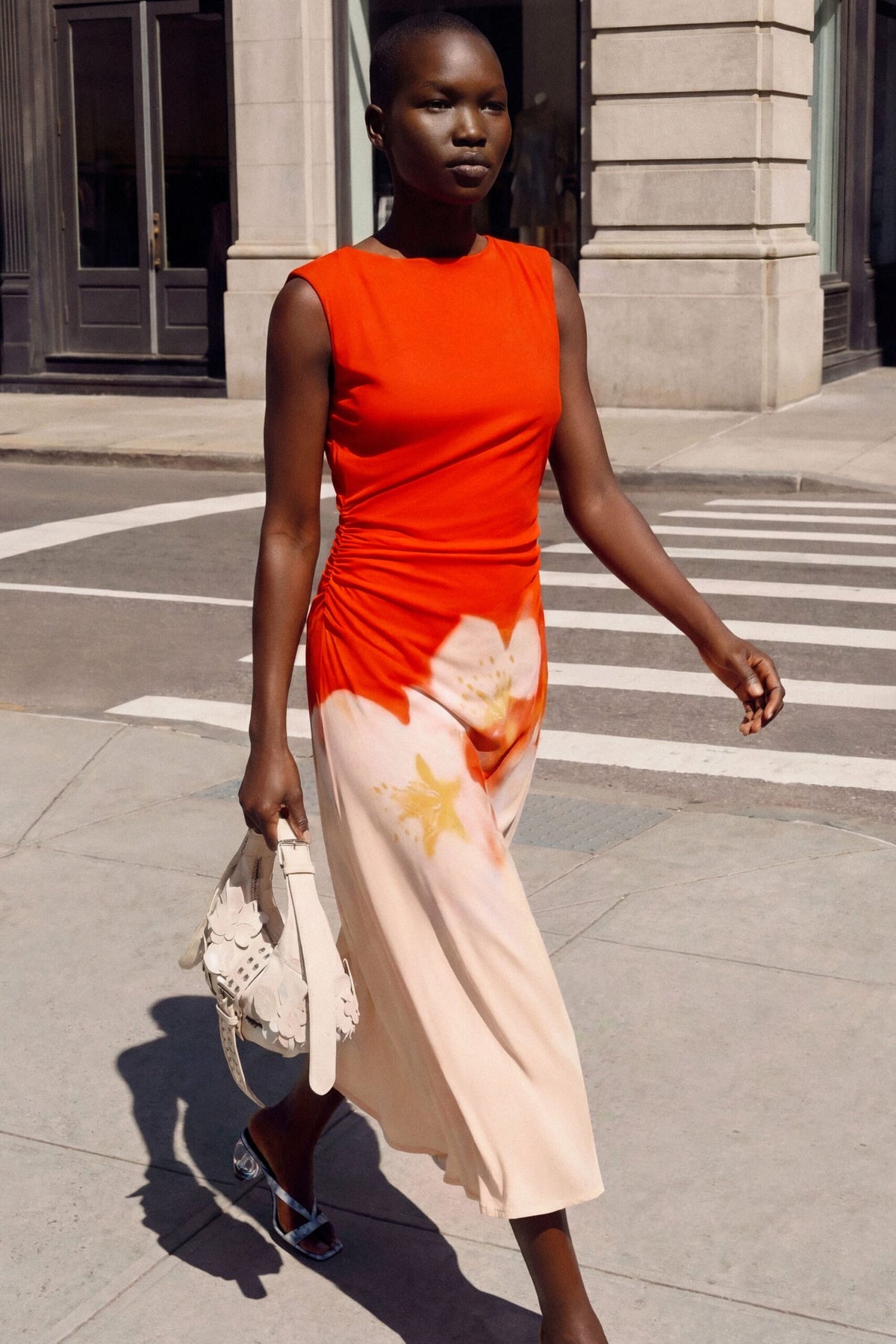 Desigual Sleeveless midi dress in a two-tone design with draping at the waist