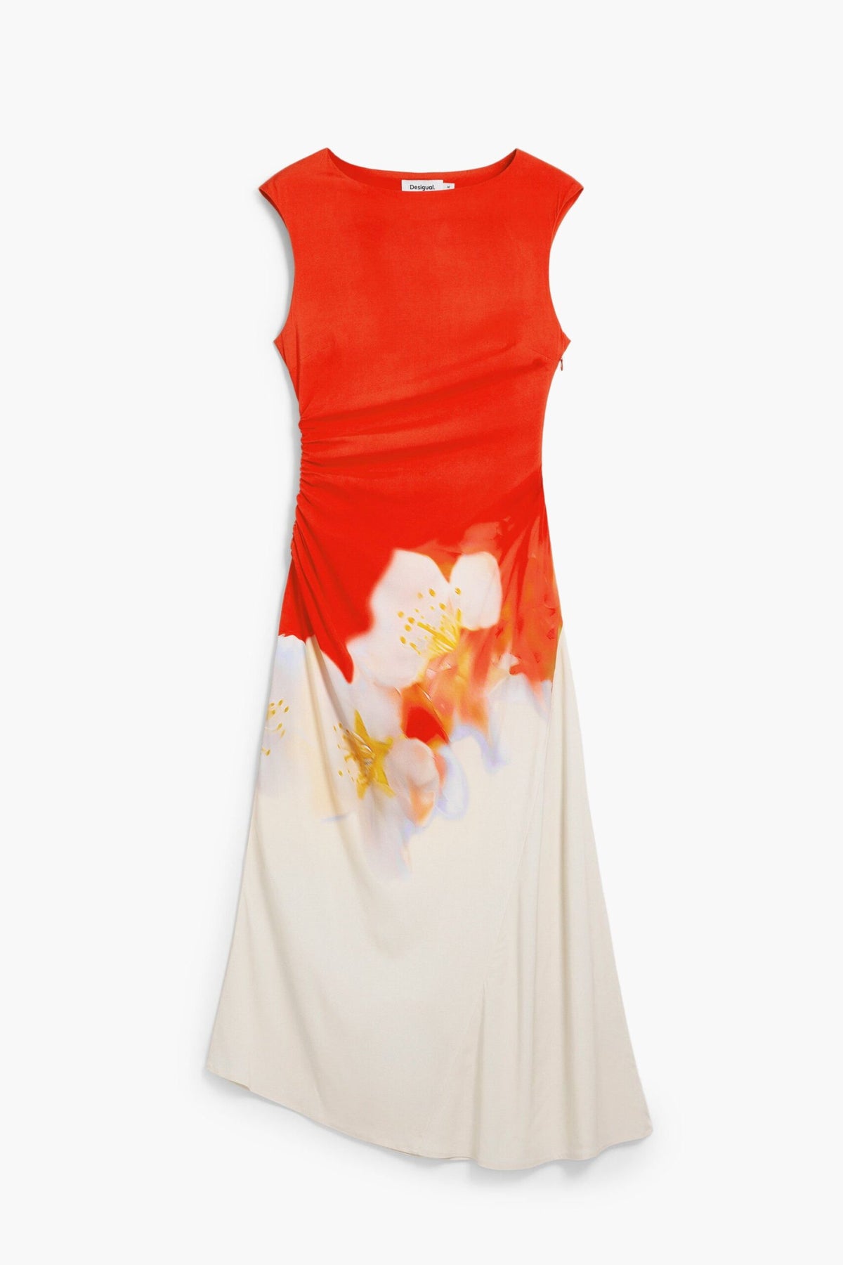 Desigual Sleeveless midi dress in a two-tone design with draping at the waist