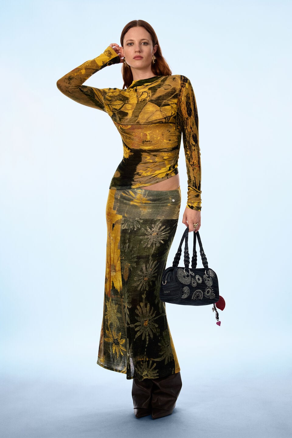 Long printed skirt