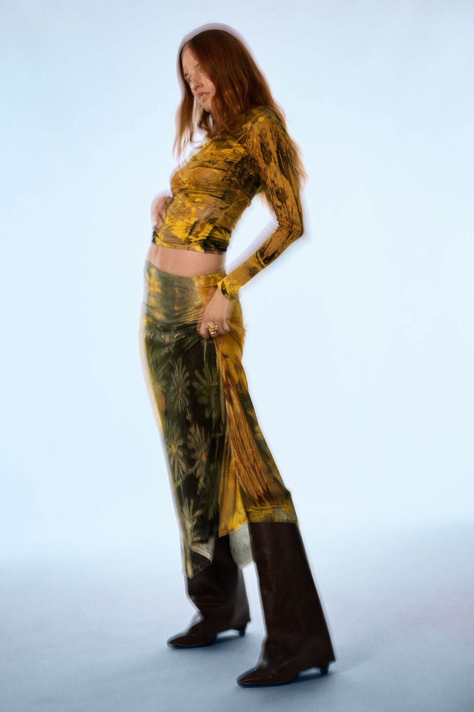 Long printed skirt