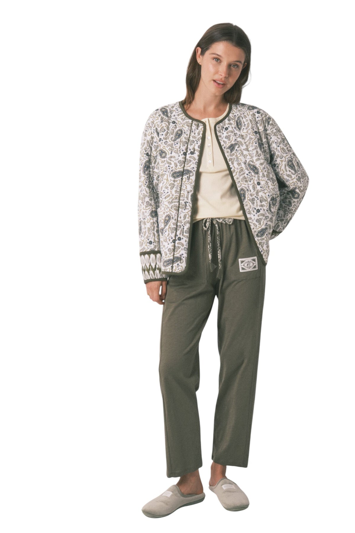 Women Secret Long green cotton trousers