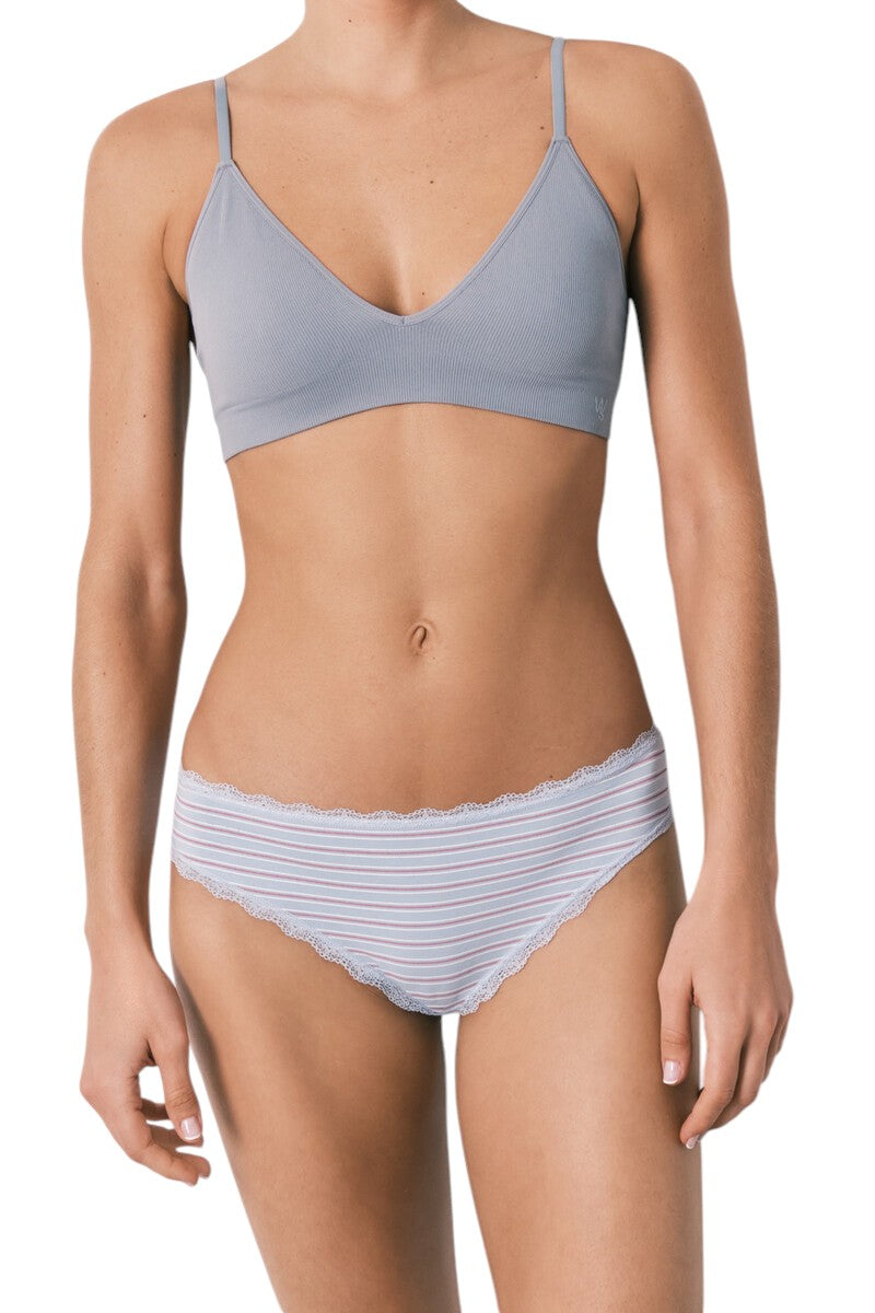 Women Secret Classic blue cotton briefs with striped print