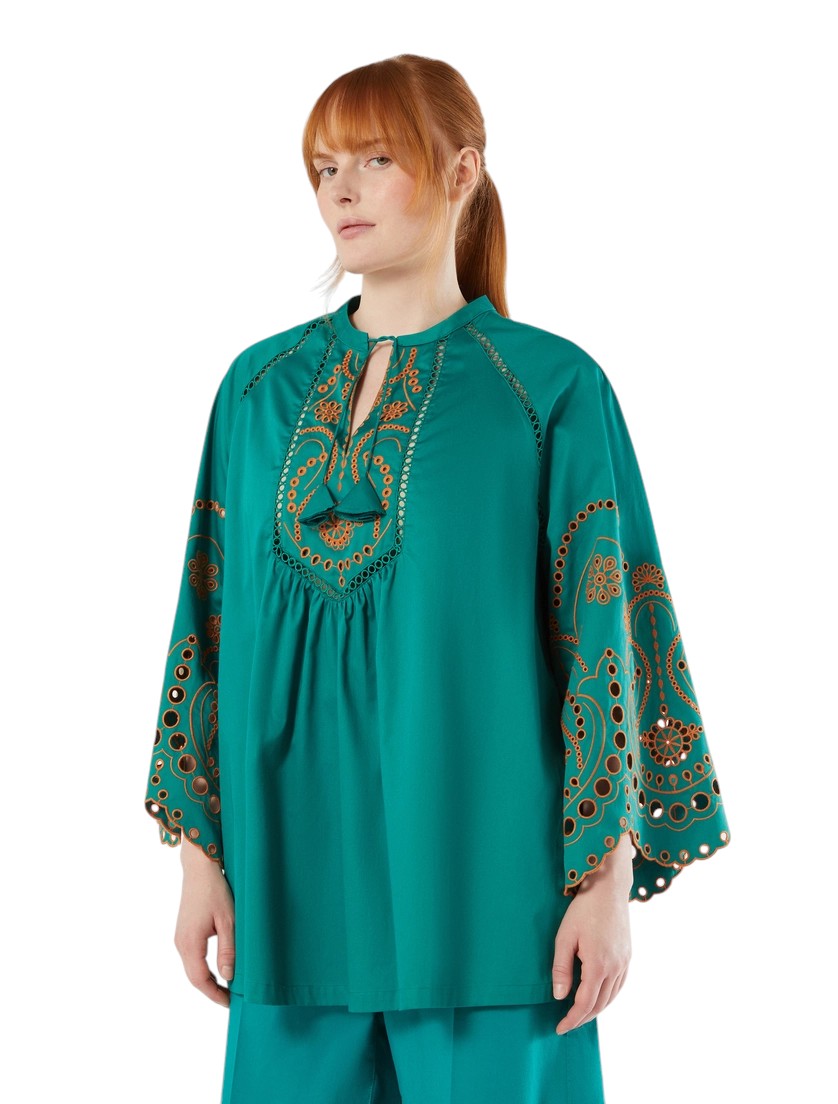 Marina Rinaldi Embroidered cotton satin tunic