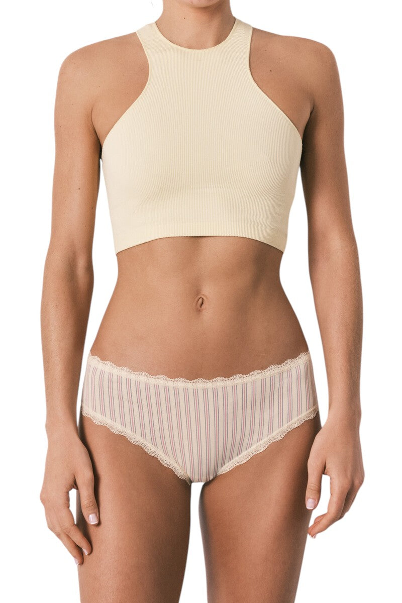 Women Secret Classic wide cotton briefs, yellow striped