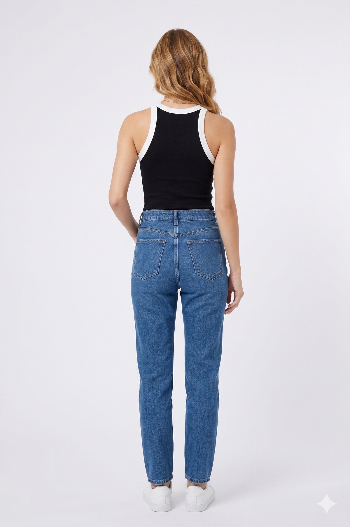 FOREVER 21 Contrast Trim Racer-Neck Ribbed Tank Top