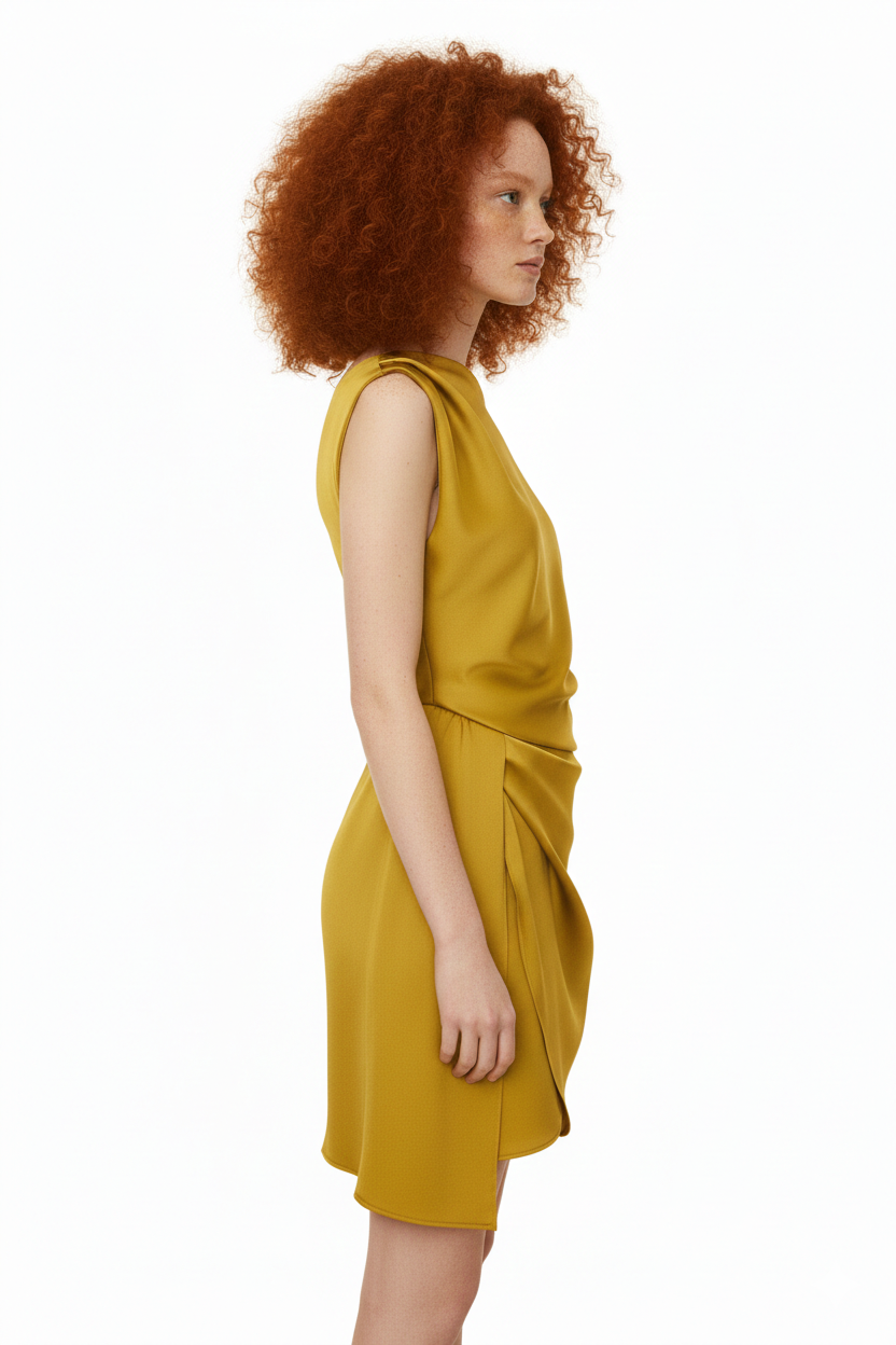 BSB Mini satin dress with one shoulder