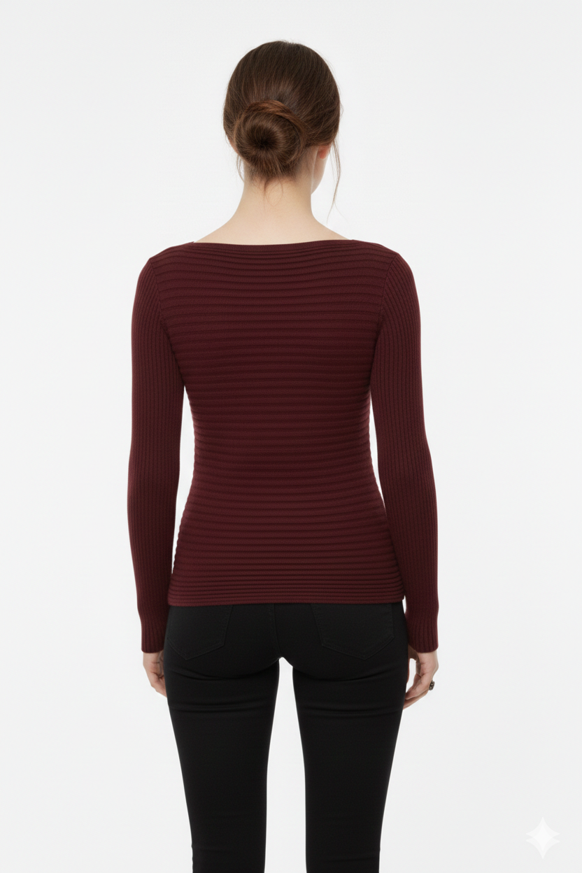 BSB Long sleeves blouse with smile neckline