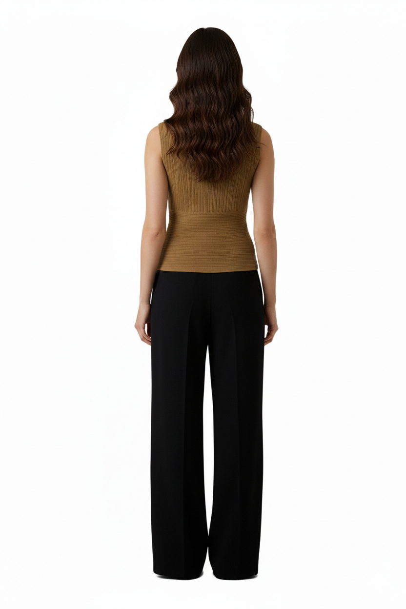 BSB Sleeveless ribbed top with rhinestones