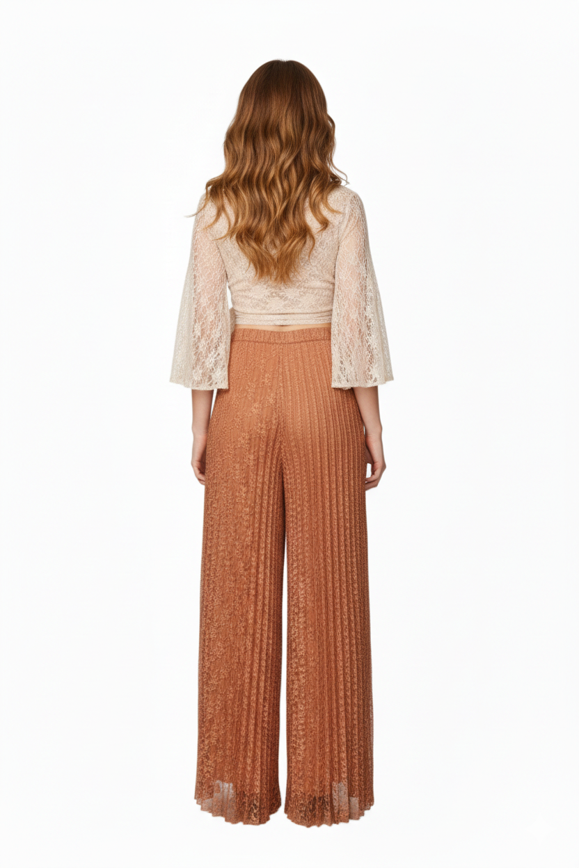 BSB Lace crop top with pleated sleeves