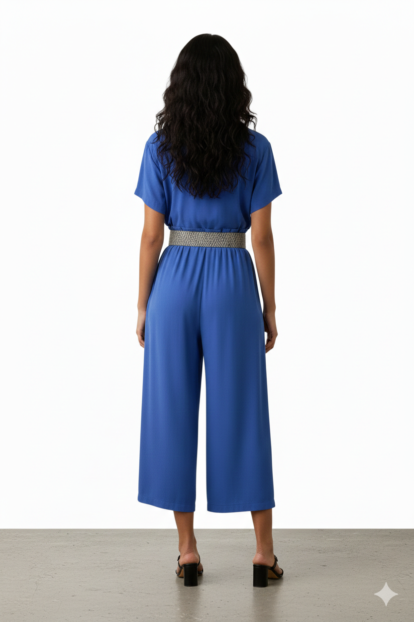 BSB Cropped pants with a ruffled waist