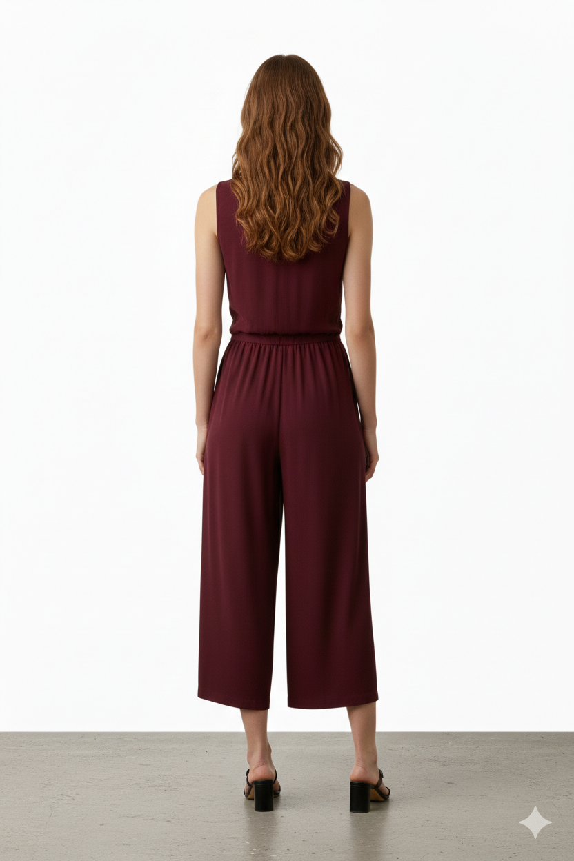 BSB Cropped pants with a ruffled waist