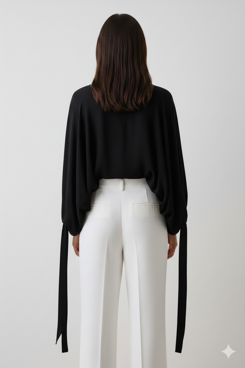 BSB Cropped top with tied sleeves
