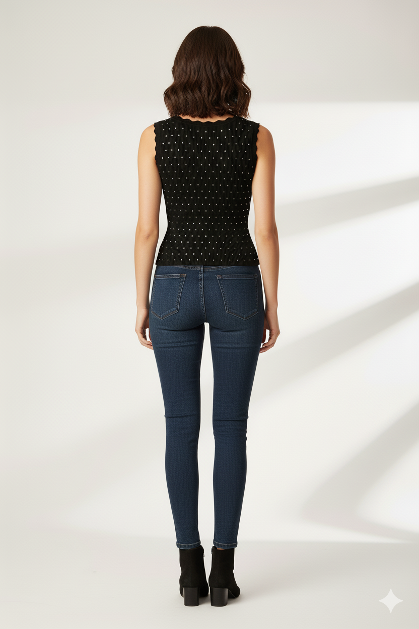 BSB Sleeveless top with round neckline