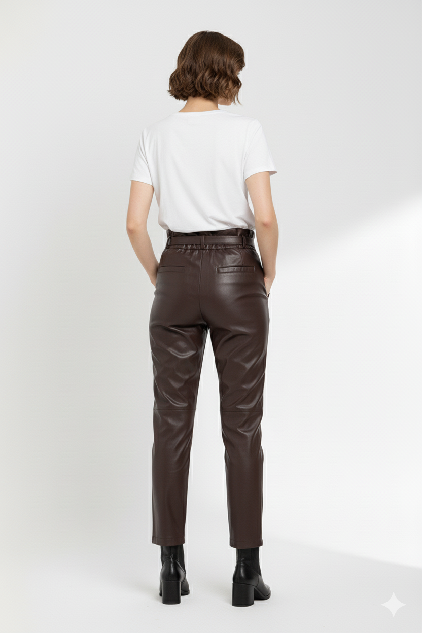 BSB Leather look trousers with belt