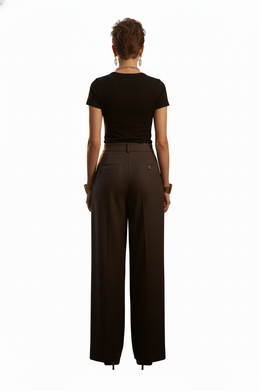 BSB Striped pants button closure and zip fastening