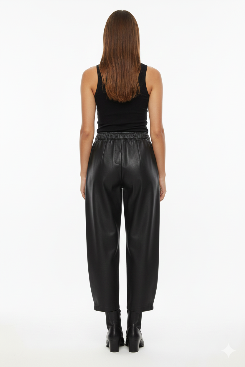 BSB Leather look pants with elastic band on the waist