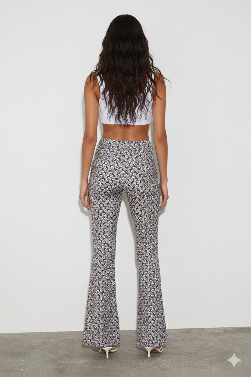 BSB Printed flare trousers