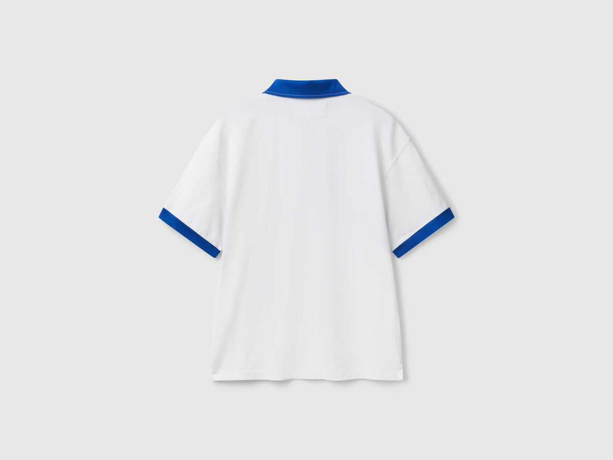 Benetton Blue And White Rugby Polo