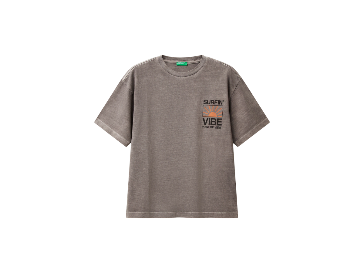 Benetton T-Shirt With Print On Front And Back