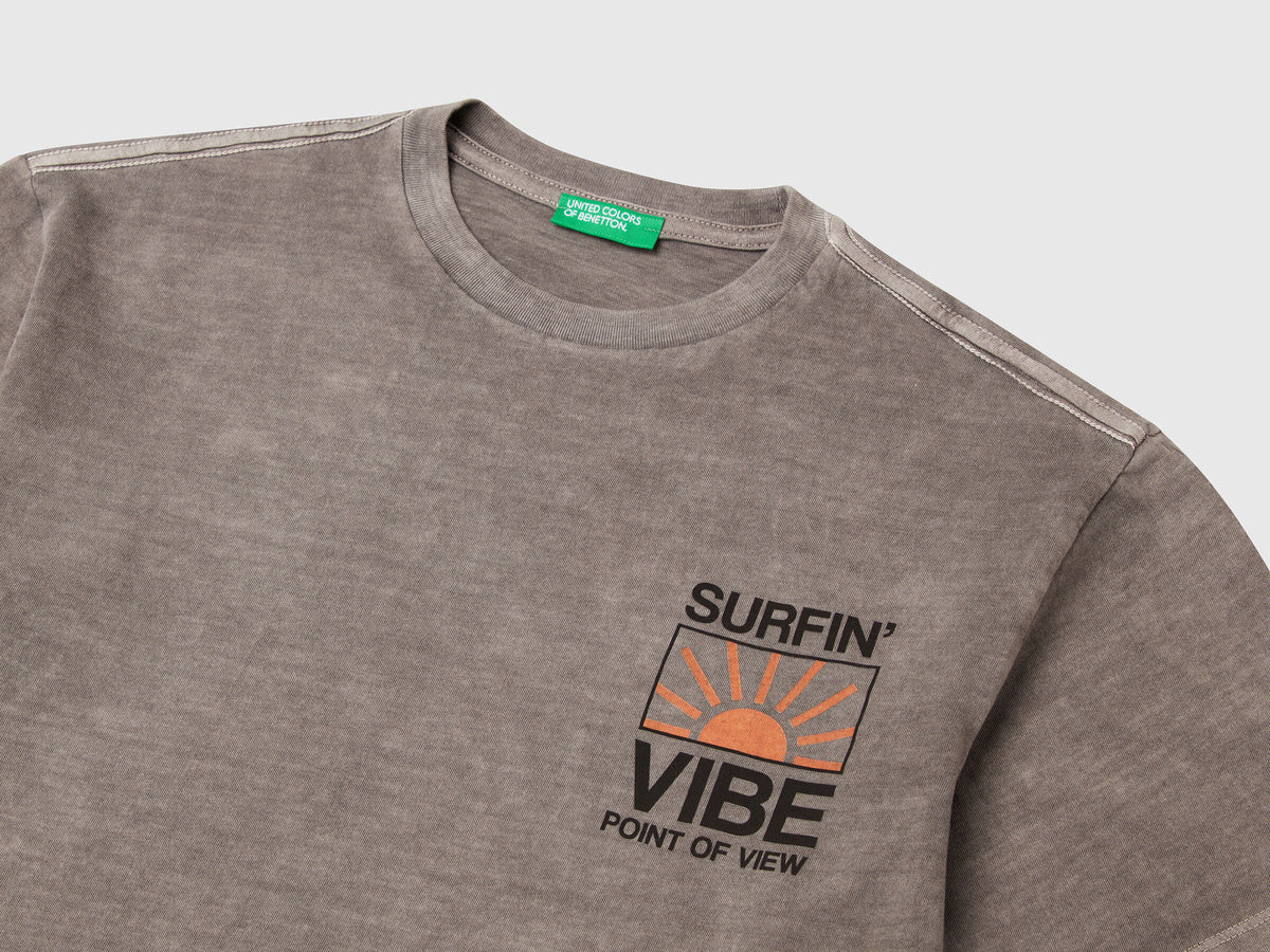 Benetton T-Shirt With Print On Front And Back