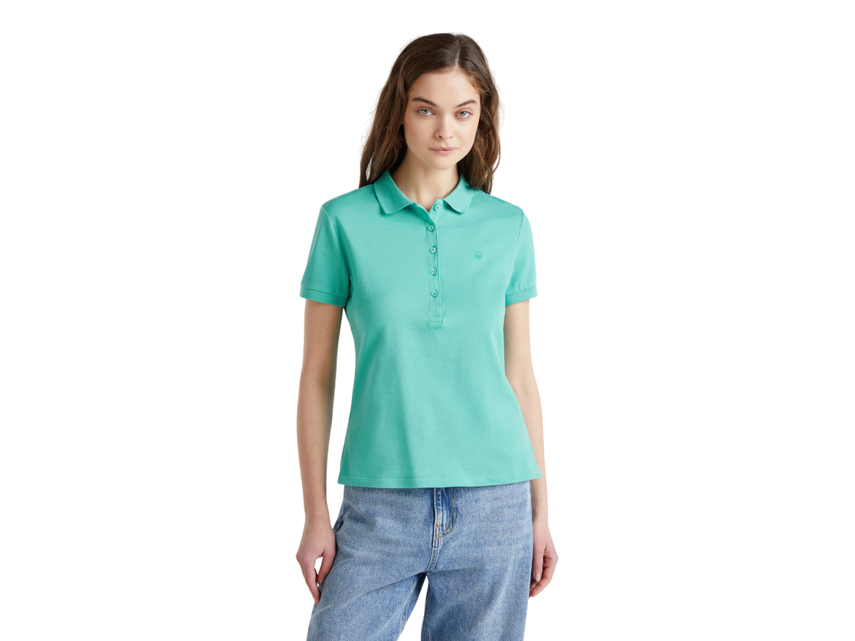 Benetton Slim Fit Polo In Stretch