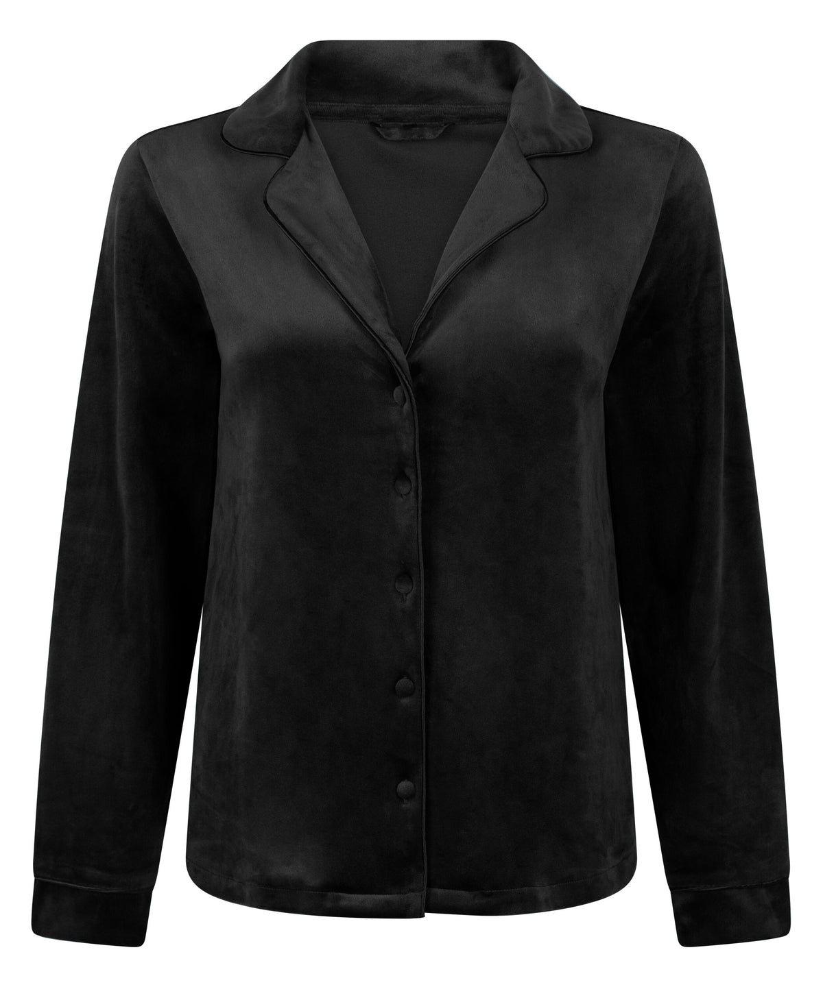 HUNKEMÖLLER Piped Velour Long-Sleeve Pajama Shirt