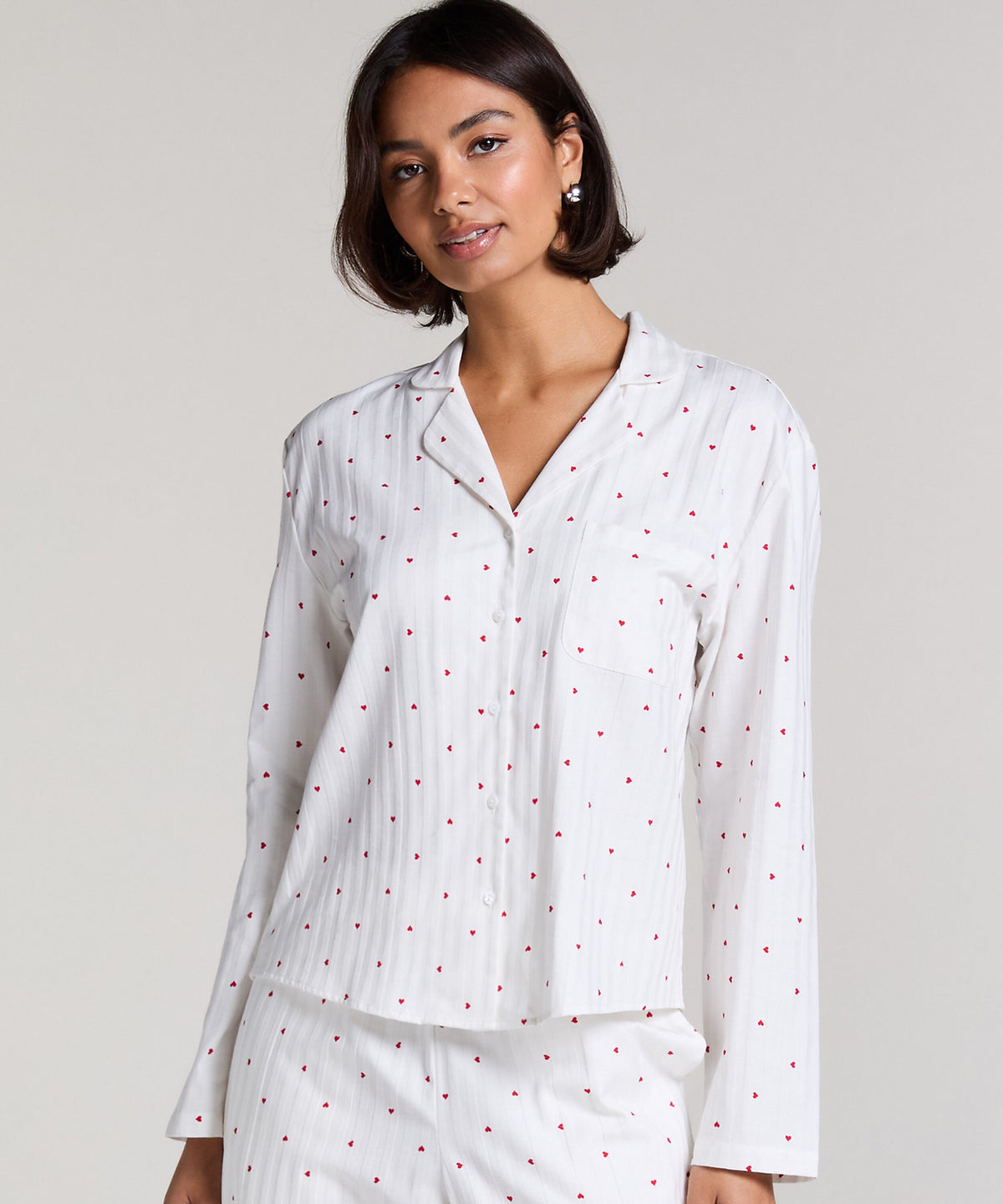 HUNKEMÖLLER Heart Jacquard Cotton Pajama Shirt