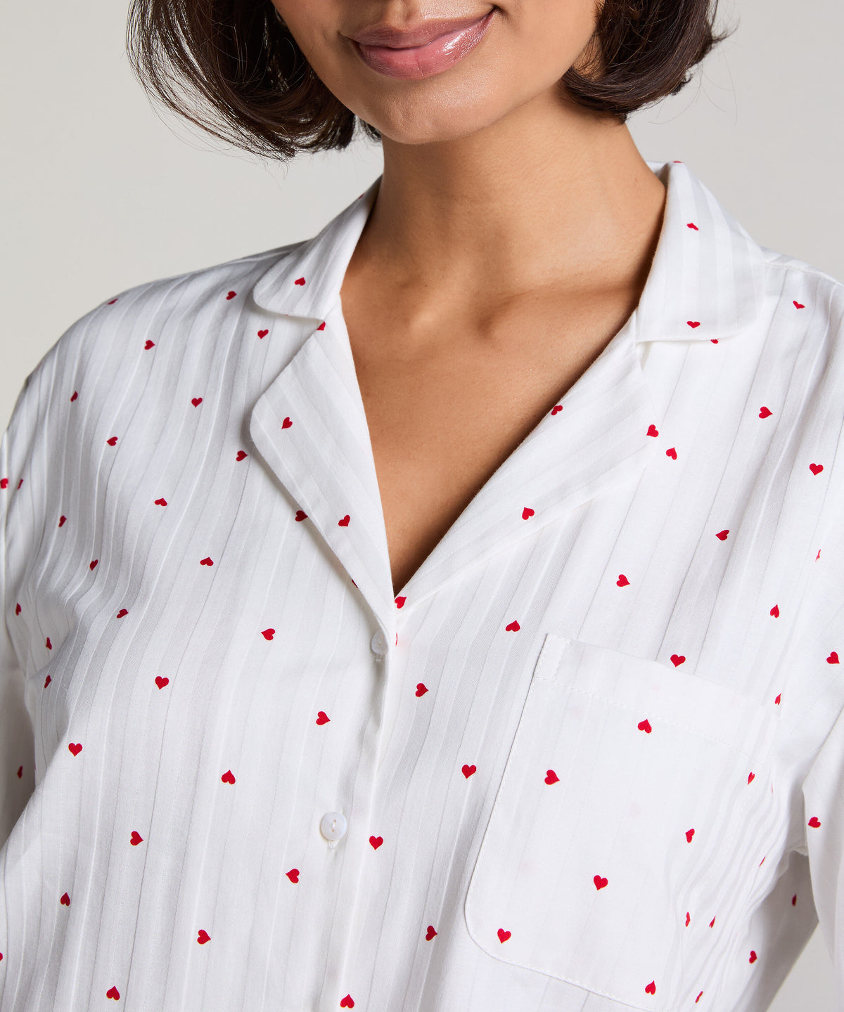 HUNKEMÖLLER Heart Jacquard Cotton Pajama Shirt