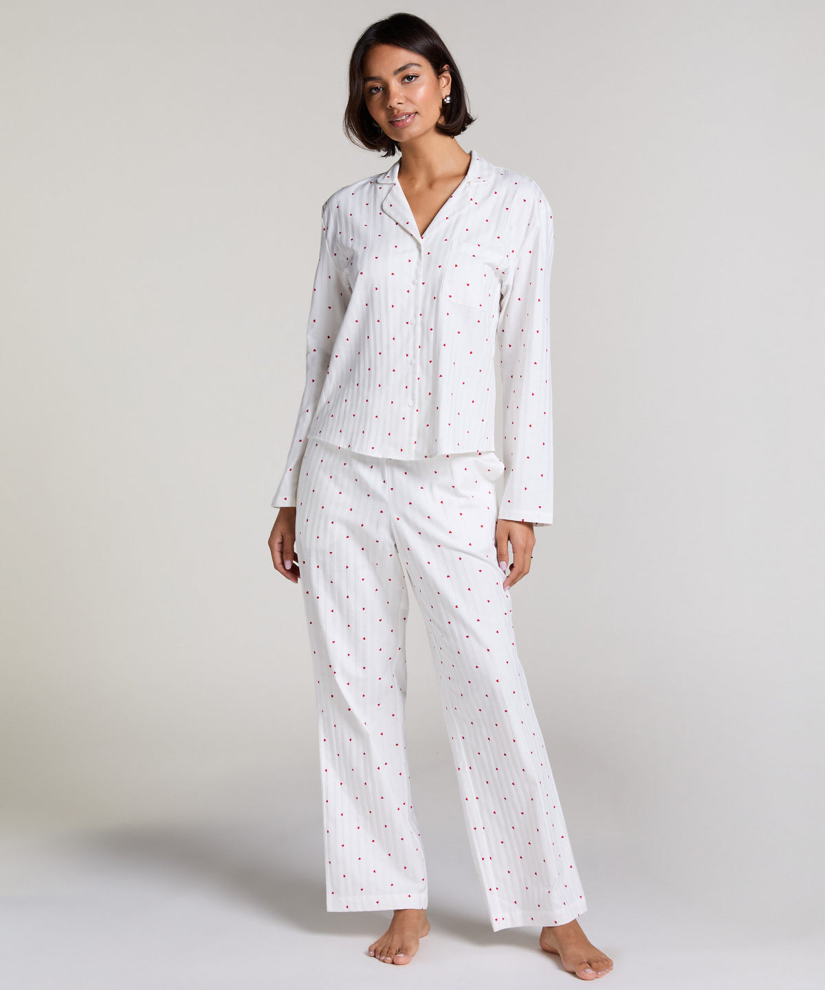 HUNKEMÖLLER Heart Jacquard Cotton Pajama Shirt