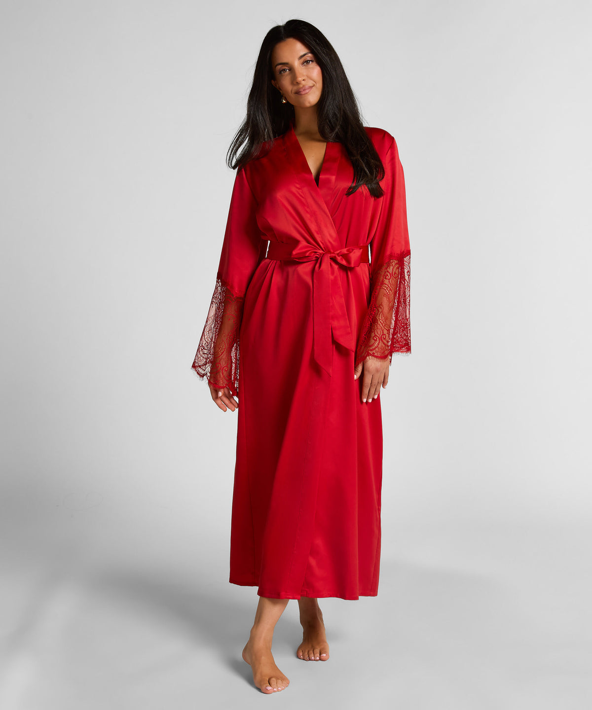 HUNKEMÖLLER Long Satin Lace Kimono